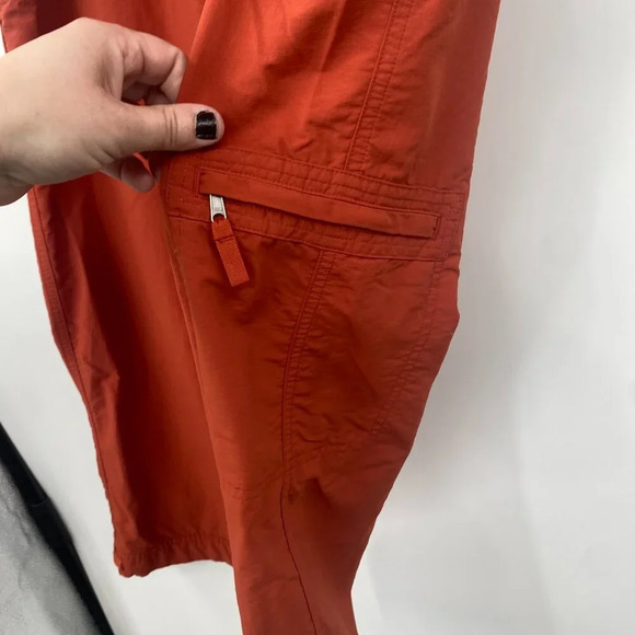 Royal Robbins Cropped Pants Womens Size 12 Orange Nylon Straight Leg Zip Hiking - Picture 3 of 11